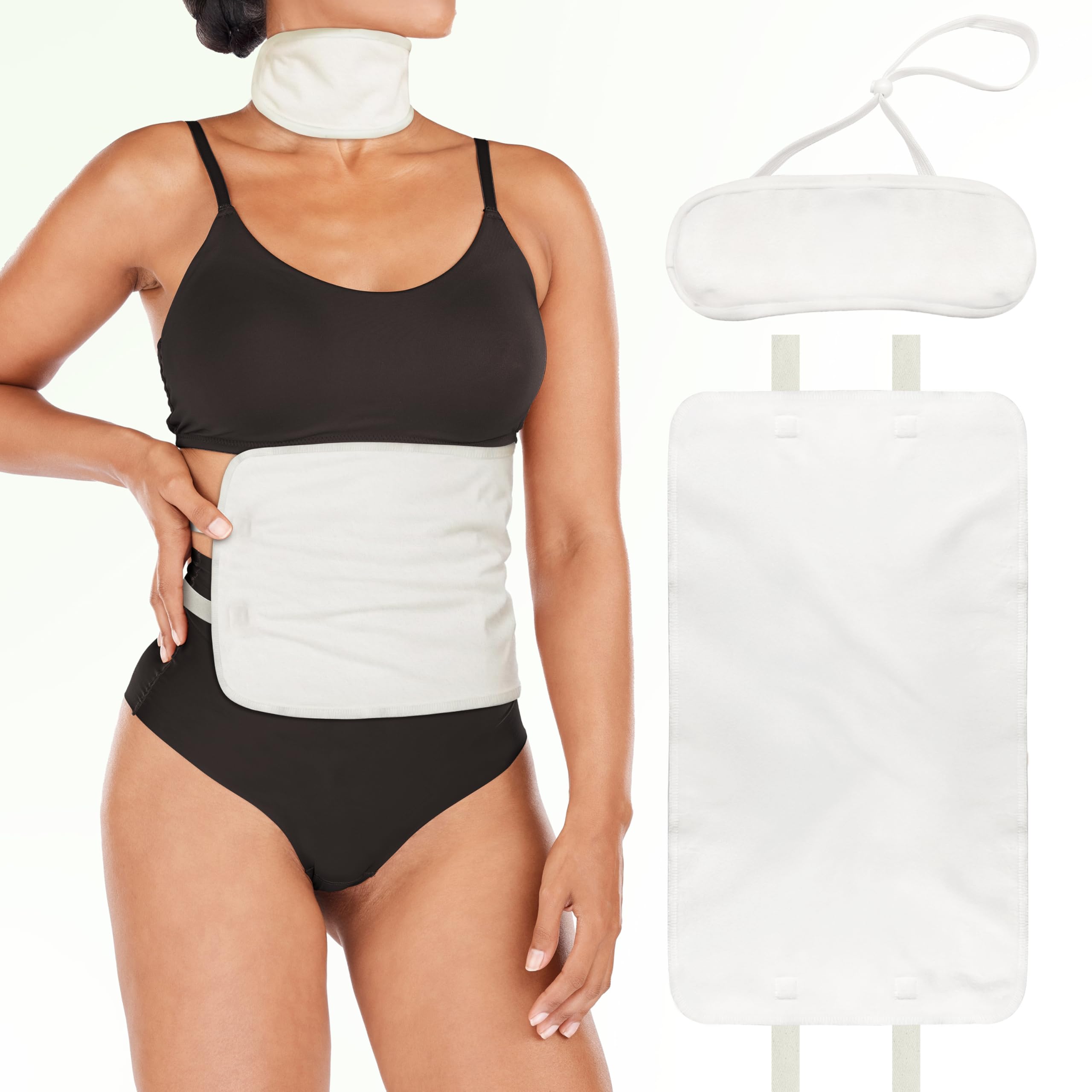 Taoscare castor oil pack on stomach providing gentle warmth and comfort.