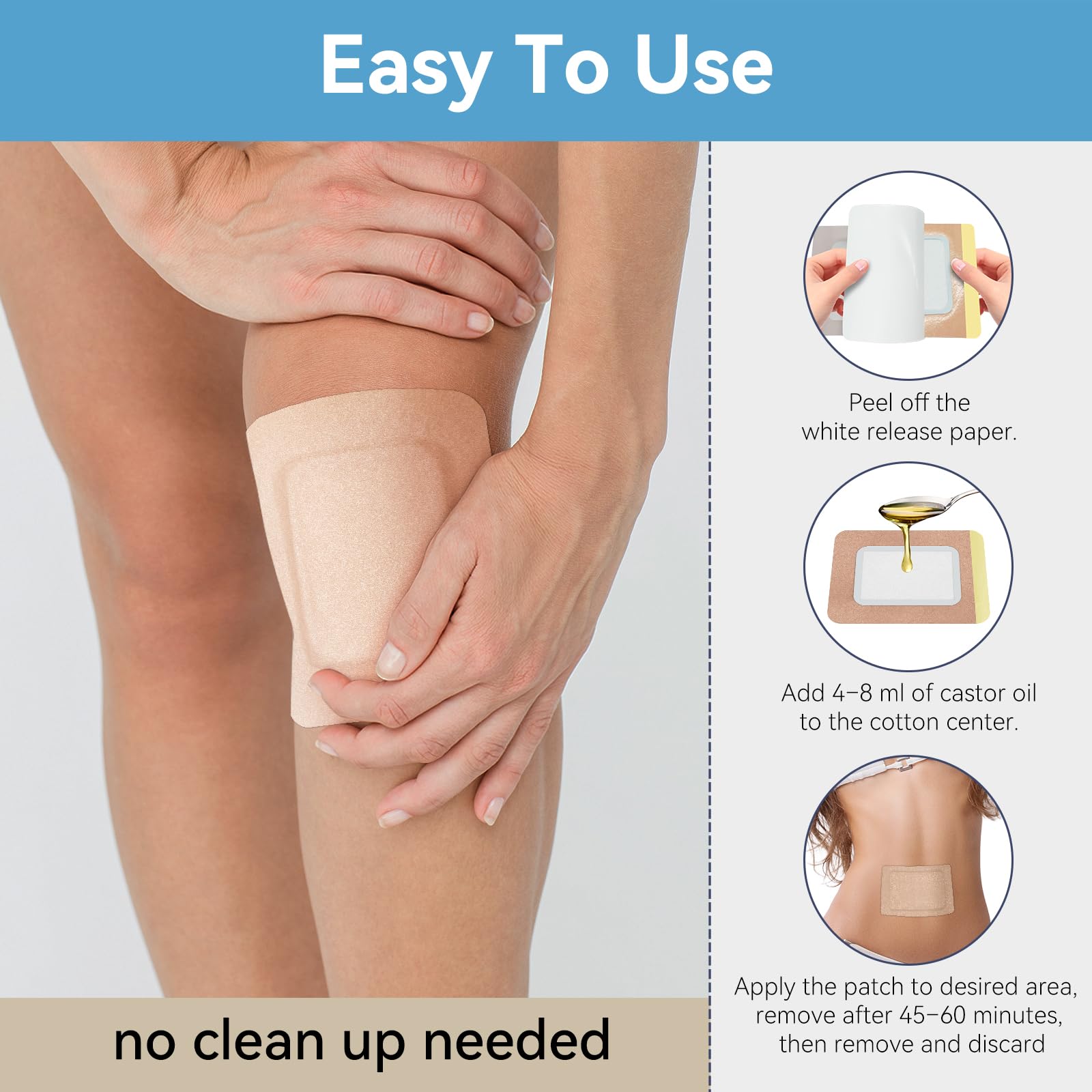 Taoscare castor oil pack wrap for arm application with breathable cotton core.