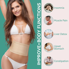Taoscare castor oil pack wrap on stomach area for soothing comfort.