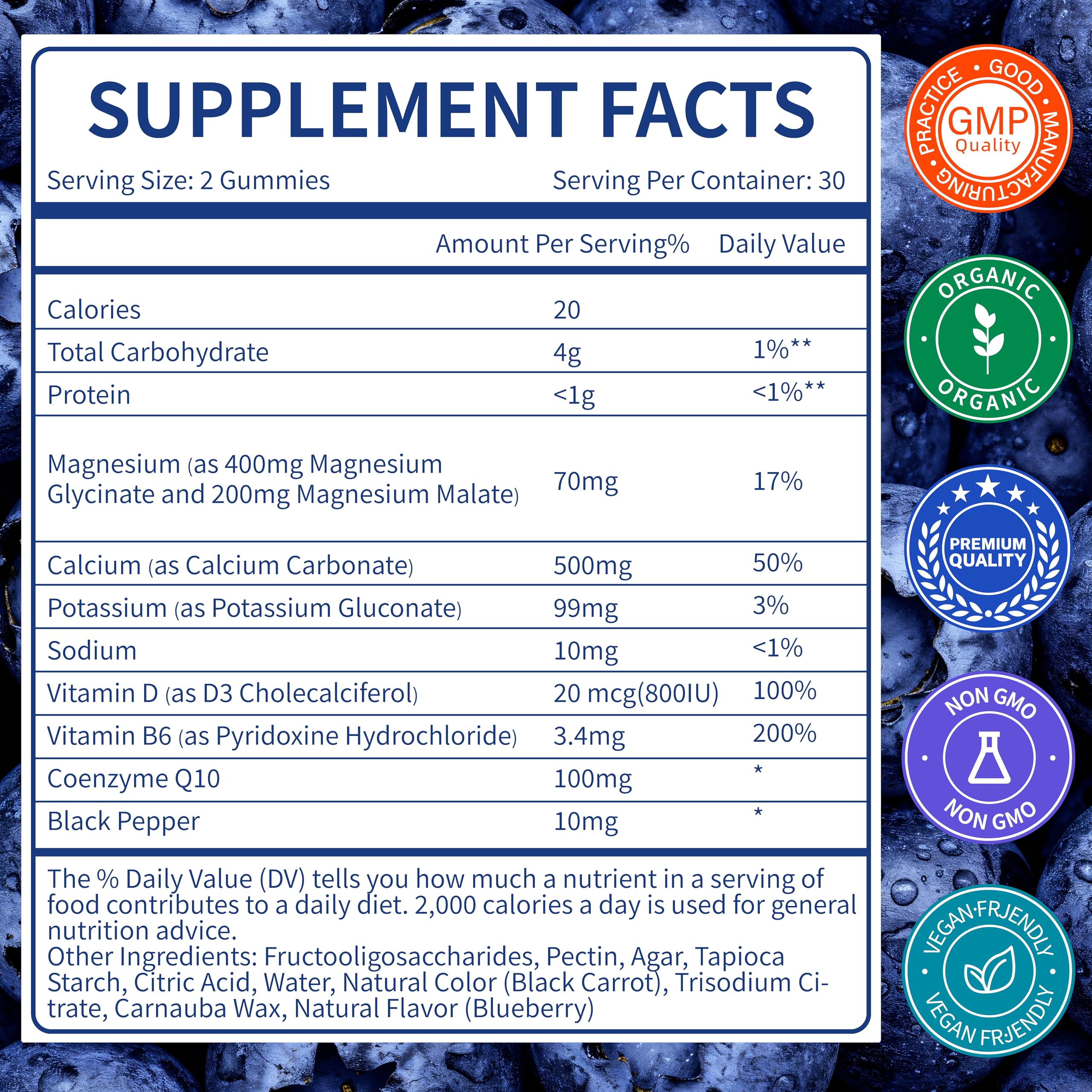 Close-up of blueberry gummies for a tasty daily magnesium boost