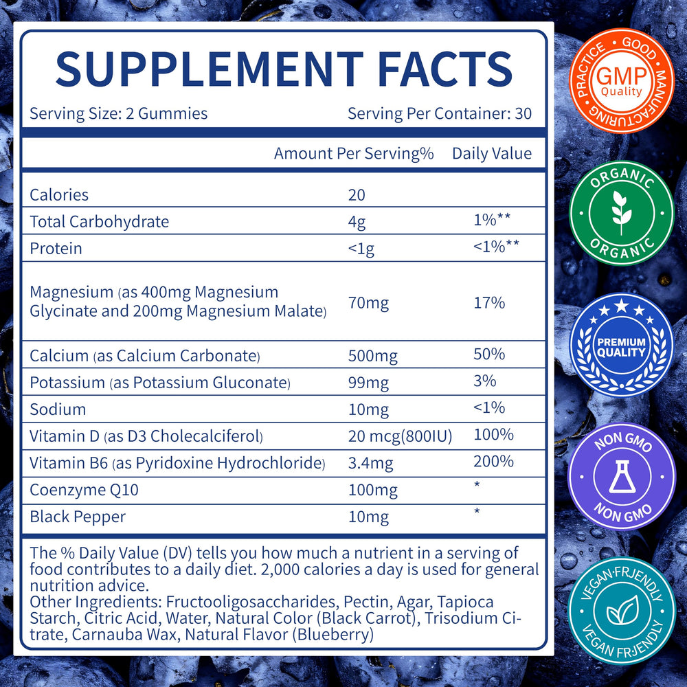 Close-up of blueberry gummies for a tasty daily magnesium boost