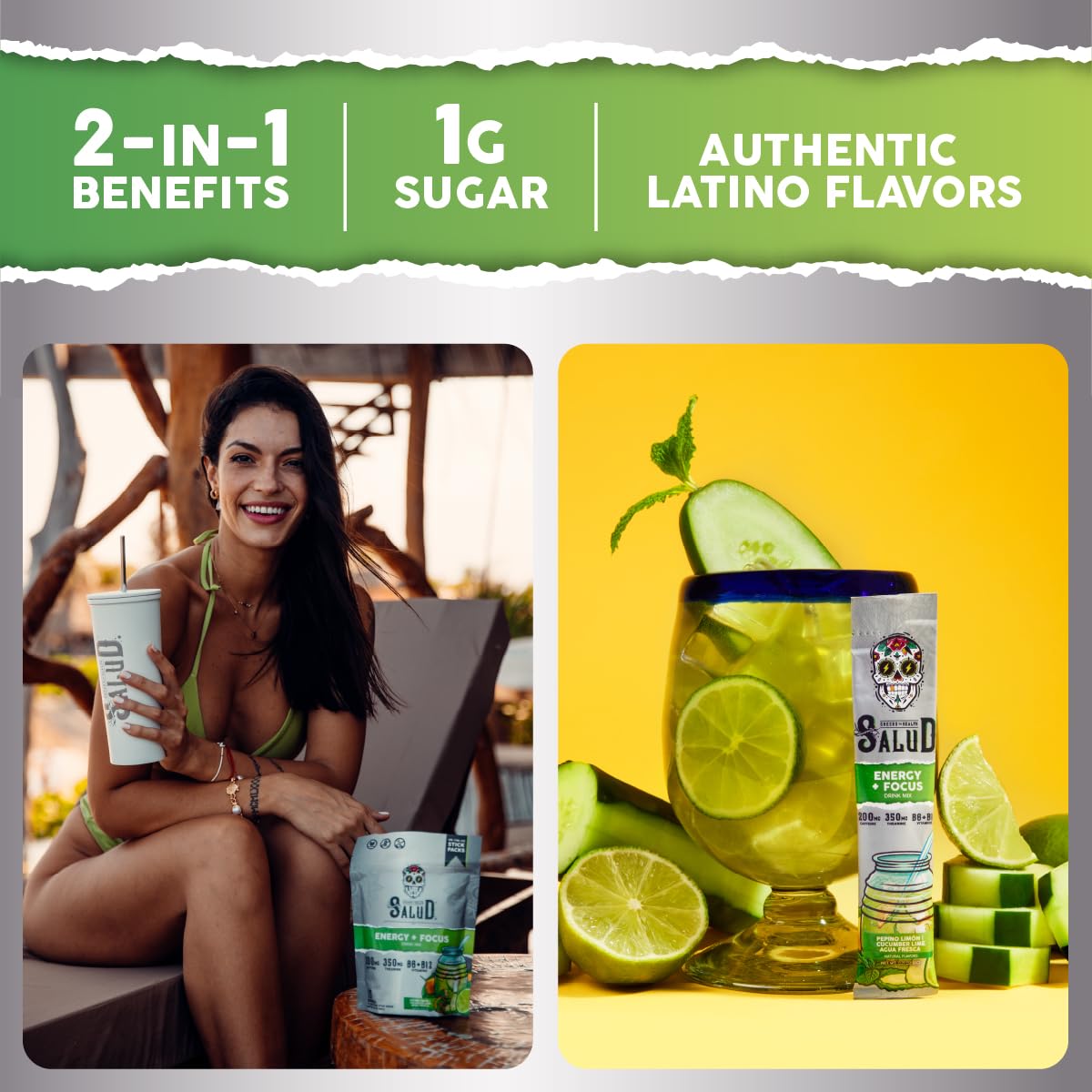 Taste Salud agua fresca drink powder mixed for cucumber lime flavor