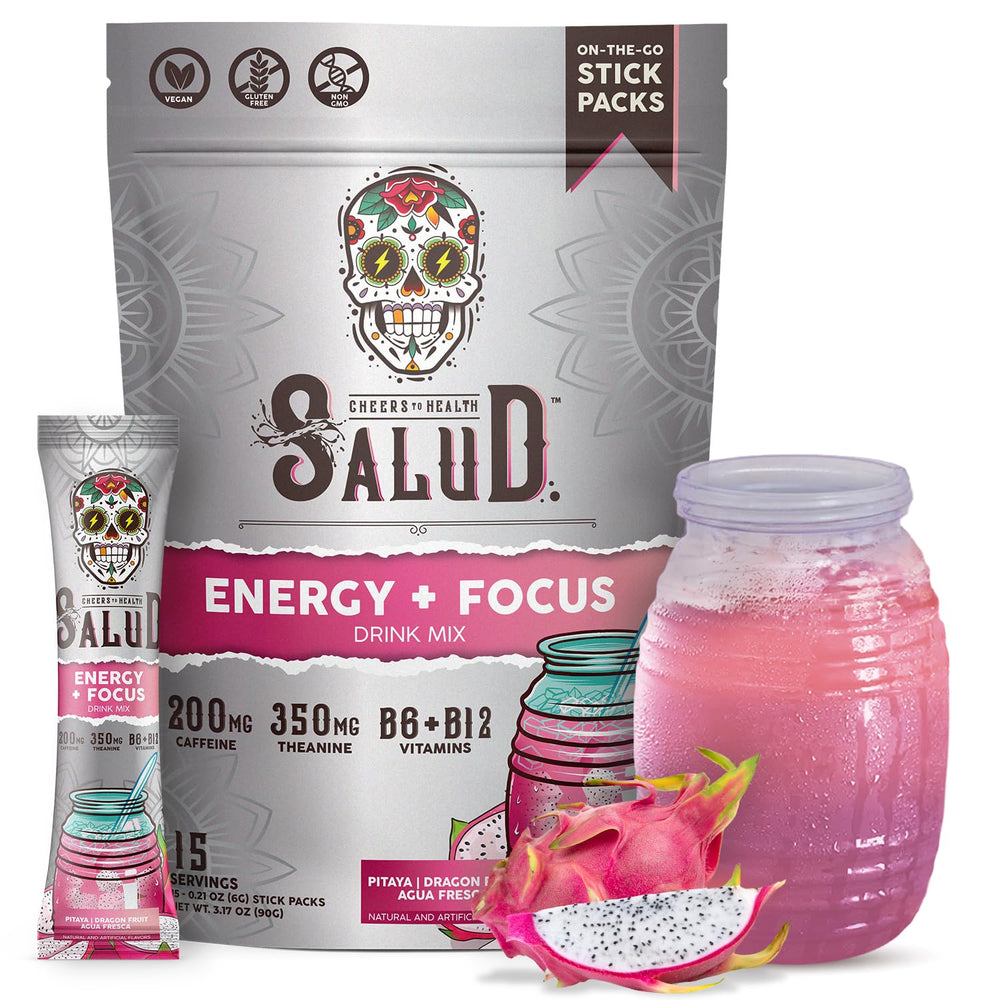 Taste Salud dragon fruit drink packet for portable, clean energy and focus.