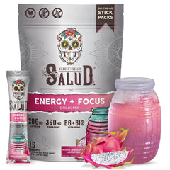 Taste Salud dragon fruit drink packet for portable, clean energy and focus.