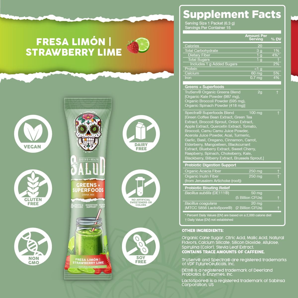 Taste Salud fruits and veggies blend in a sachet for daily nutrition.