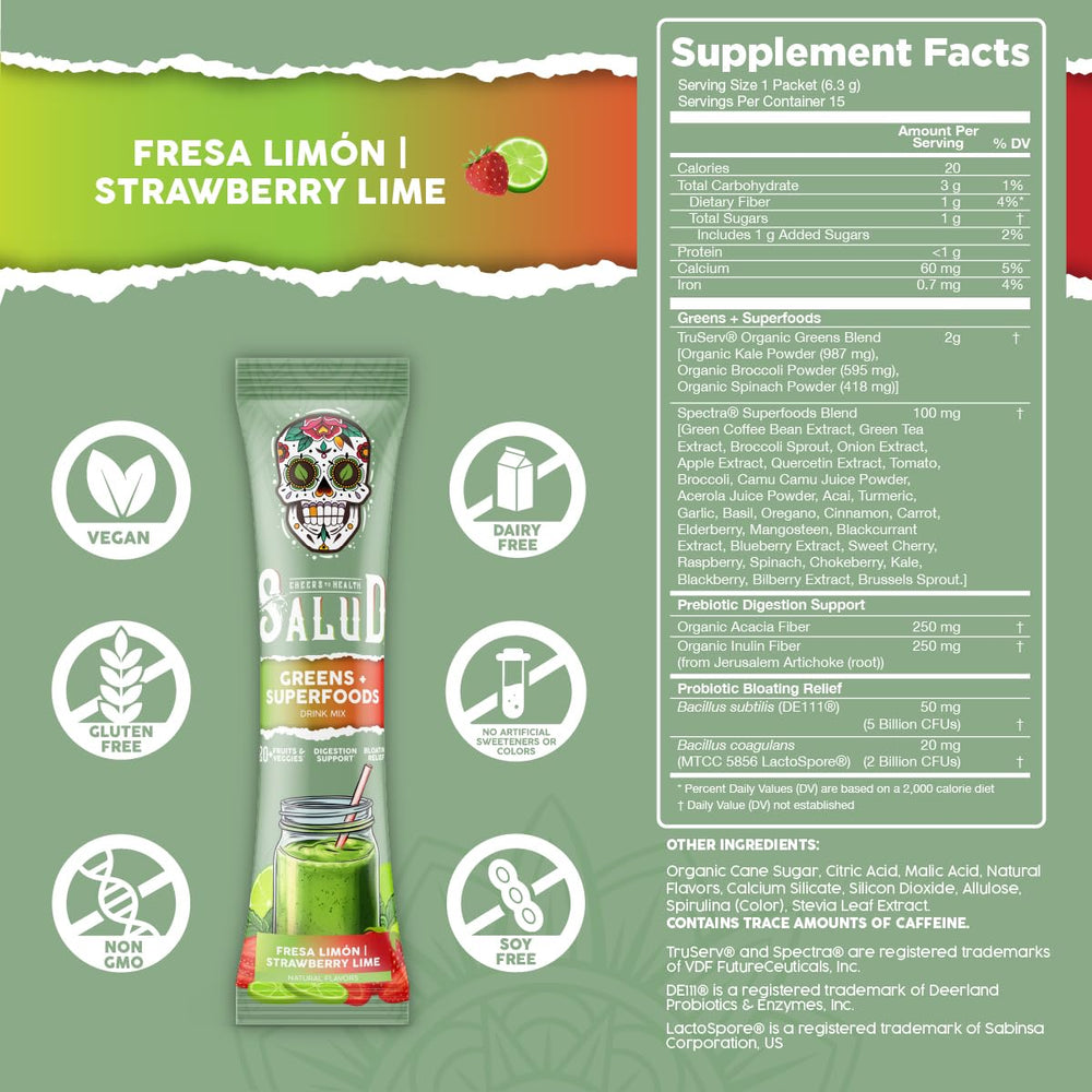 Taste Salud fruits and veggies blend in a sachet for daily nutrition.