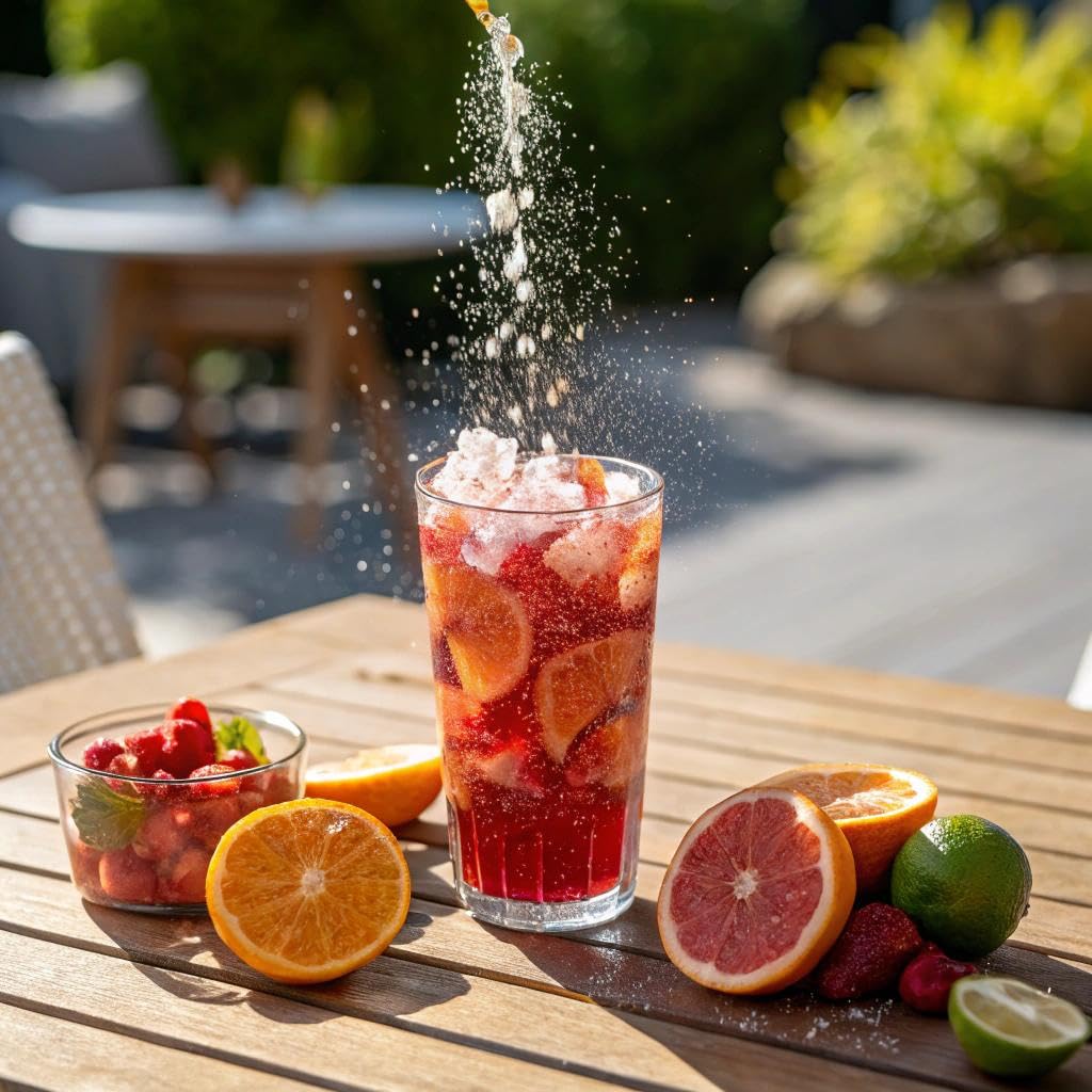 Taste Salud Jarritos agua fresca mix pour demonstrates easy hydration and energy.