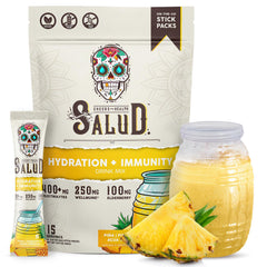 Taste Salud pineapple hydration stick pack ready for on-the-go hydration