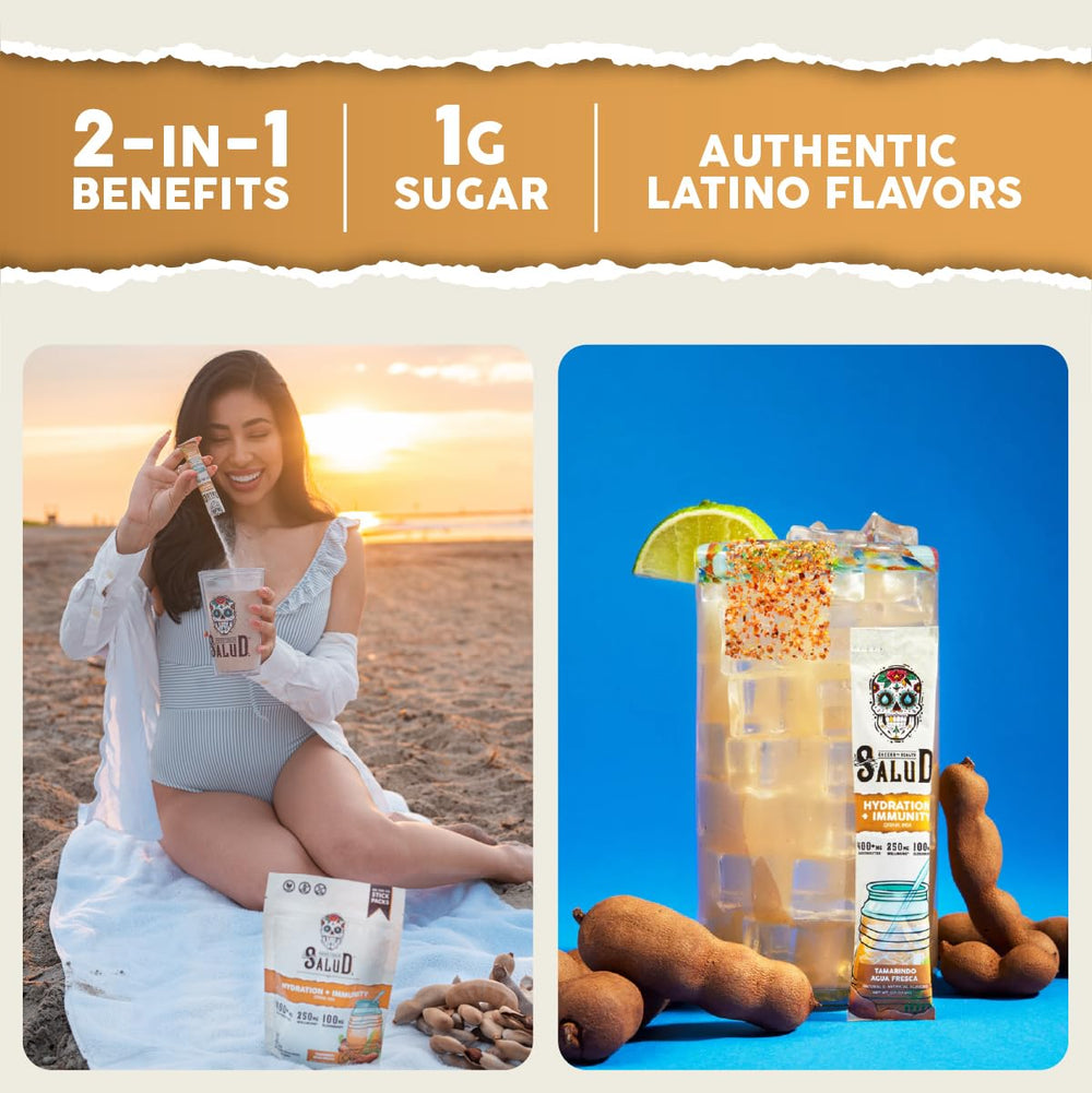 Taste Salud 2-in-1 hydration packet dissolving in water for flavorful hydration