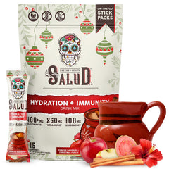 Taste Salud 2-in-1 hydration packets in Christmas Punch for on-the-go hydration and immunity support.