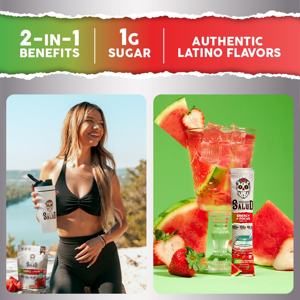 Taste Salud Salud pour into water to create agua fresca strawberry watermelon flavor.