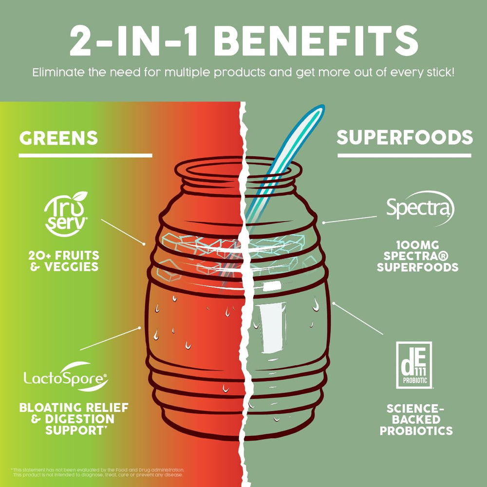 Taste Salud spectra superfoods antioxidant blend highlighted with colorful fruits and vegetables.