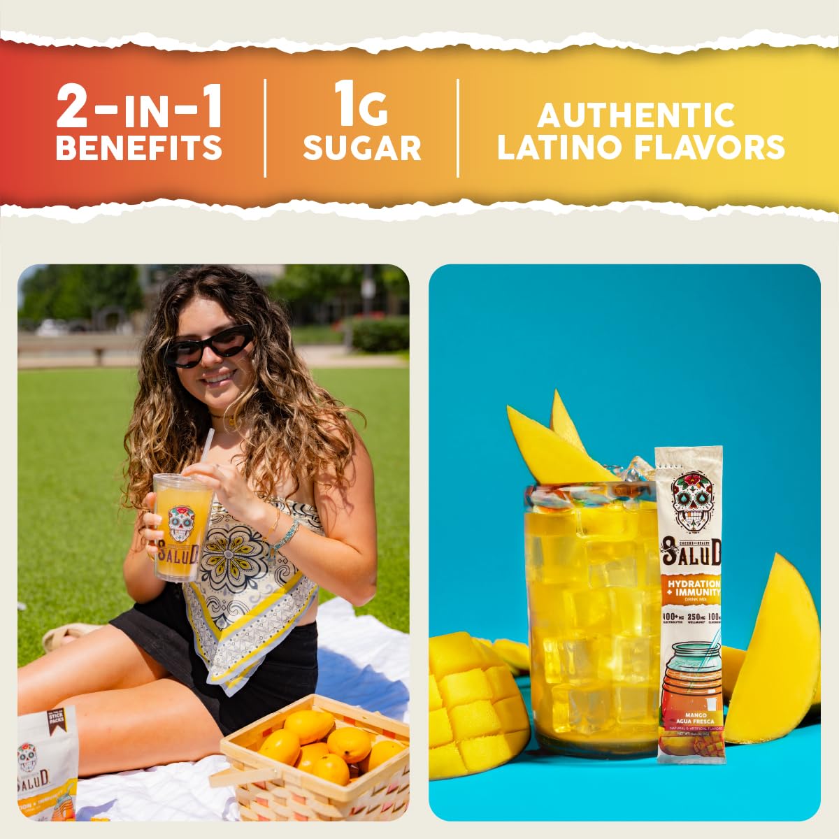 Taste Salud on-the-go stick mixed into water for refreshing hydration
