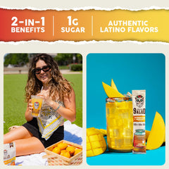 Taste Salud on-the-go stick mixed into water for refreshing hydration