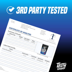 TASTY GAINS Creatine Gummies blue raspberry taste appealing during training.