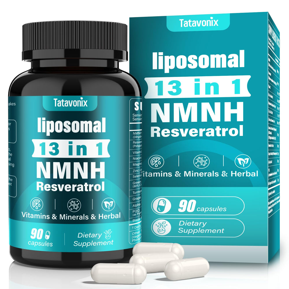 Tatavonix 13-in-1 NMNH bottle closeup showing premium packaging and clear dosage information.