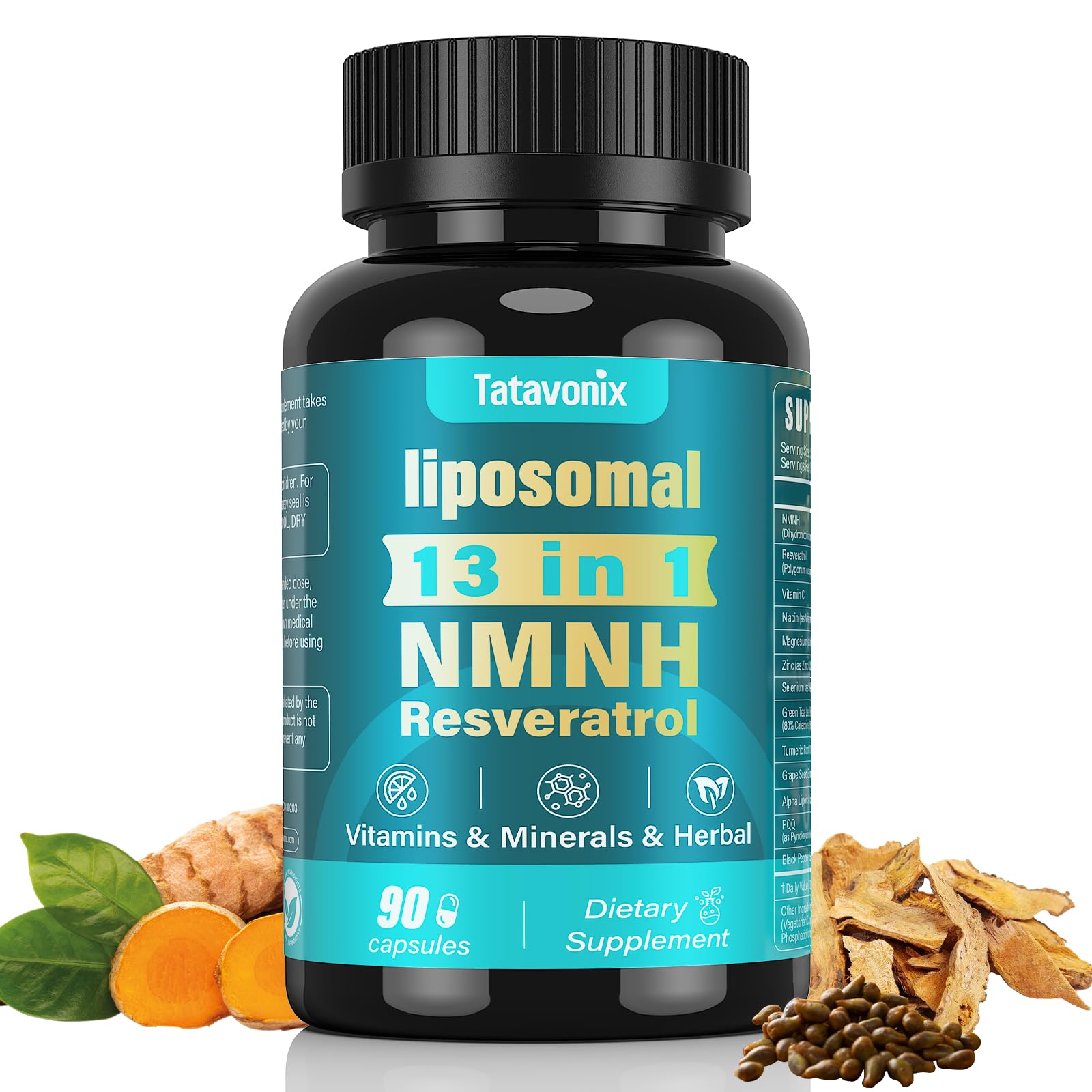 Tatavonix NMNH bottle front showing 1000 mg NMNH for daily energy and vitality.