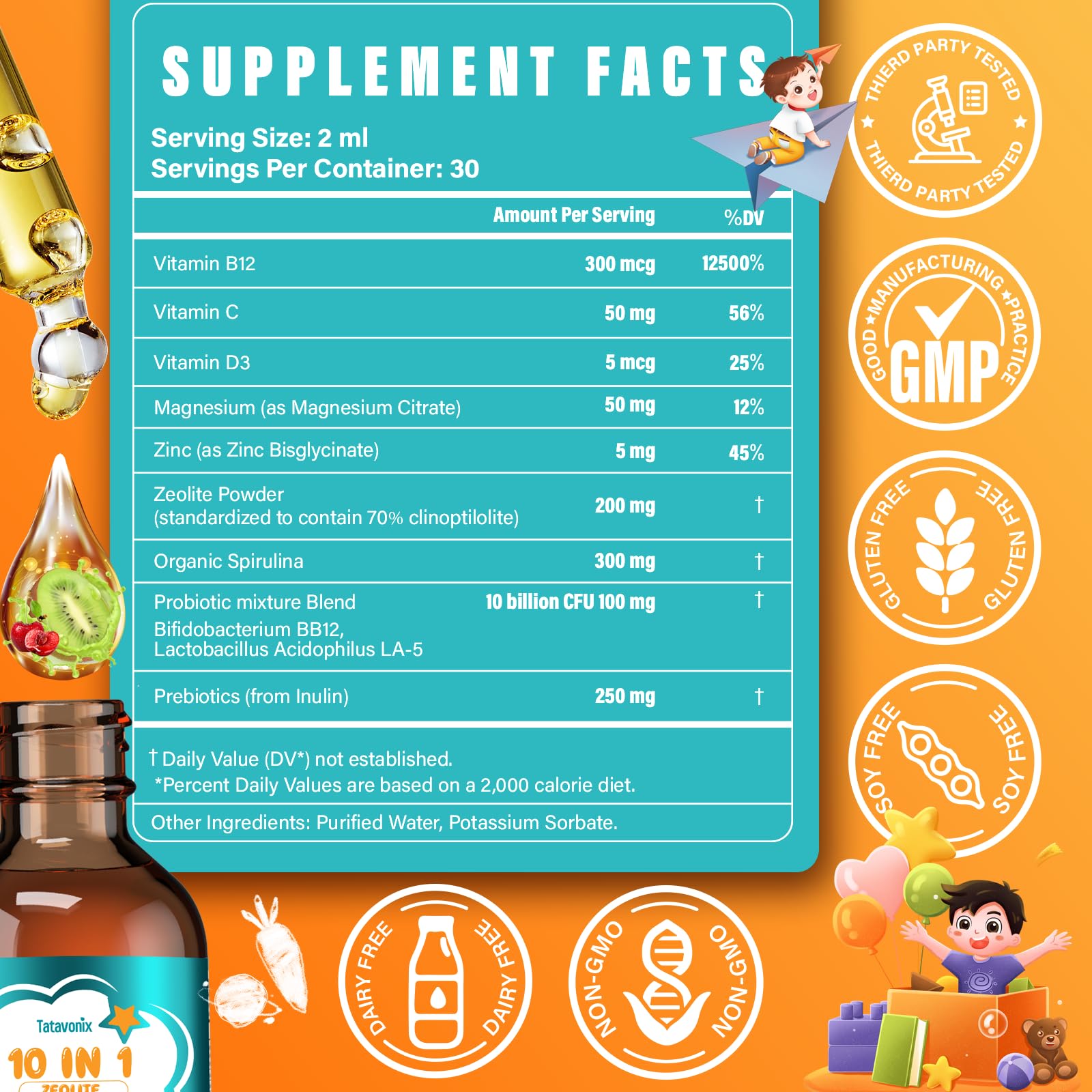 Tatavonix Zeolite Detox dropper used for easy daily dosing.
