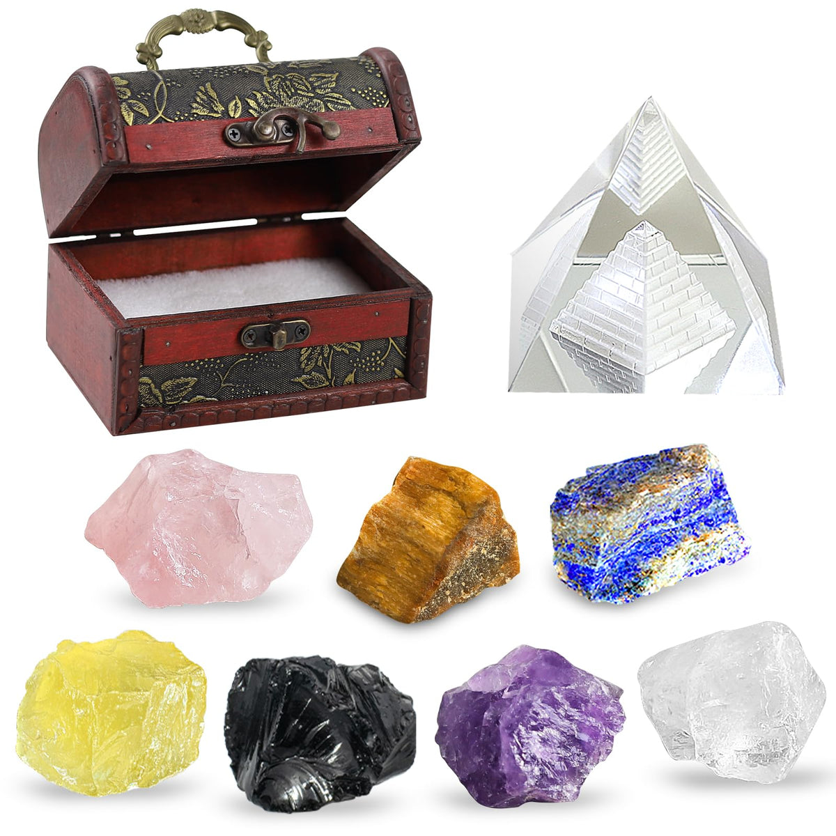 TATOODAA 21-pcs crystals set overview showing the full kit for meditation and chakra work