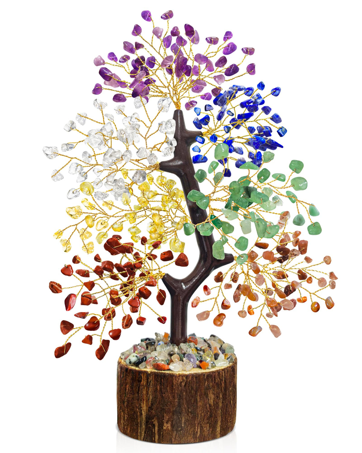 TATOODAA Crystal Tree of Life with seven chakra crystals enhances desk meditation