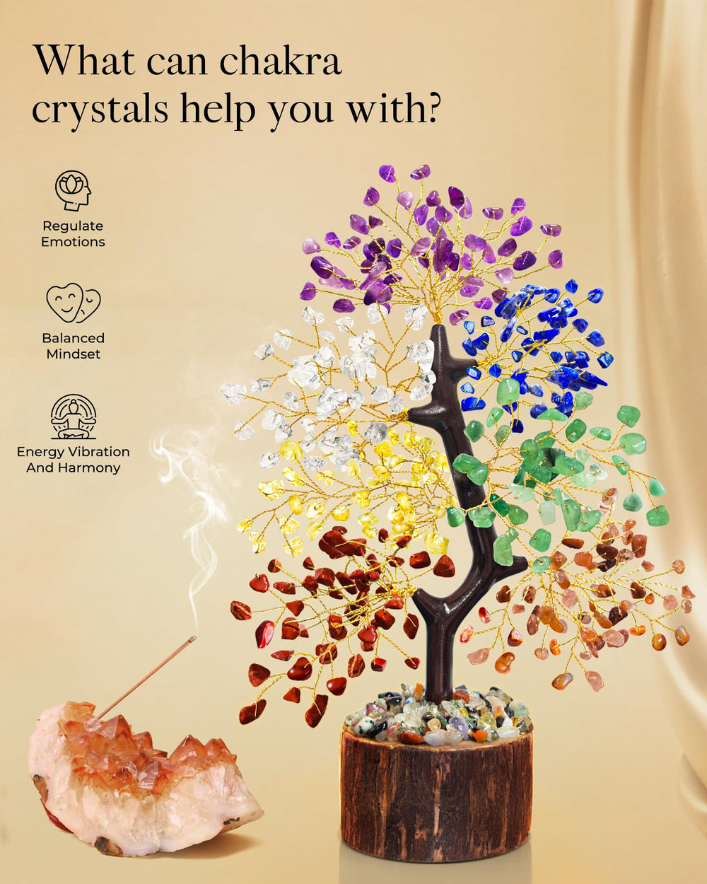 TATOODAA handmade crystal tree enhances focus during meditation sessions