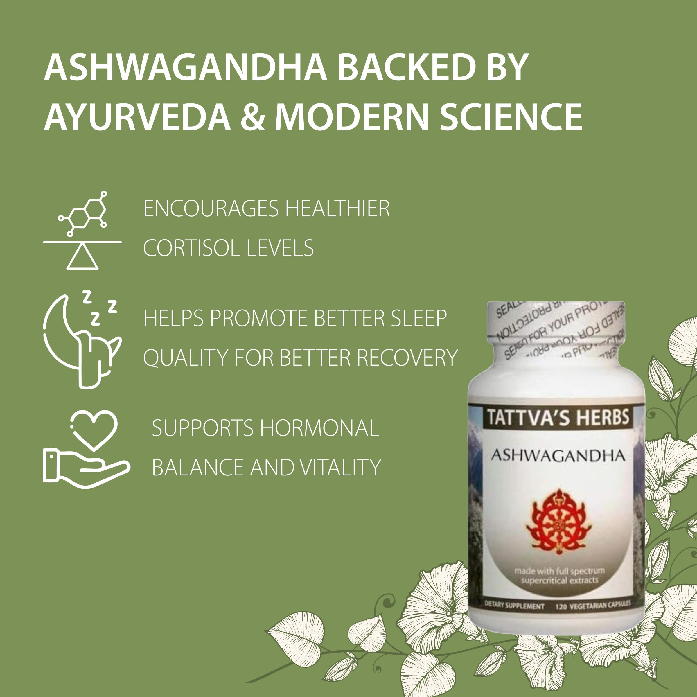 Tattva's Herbs Ashwagandha capsules packaging, eco-friendly design for sustainable choice.