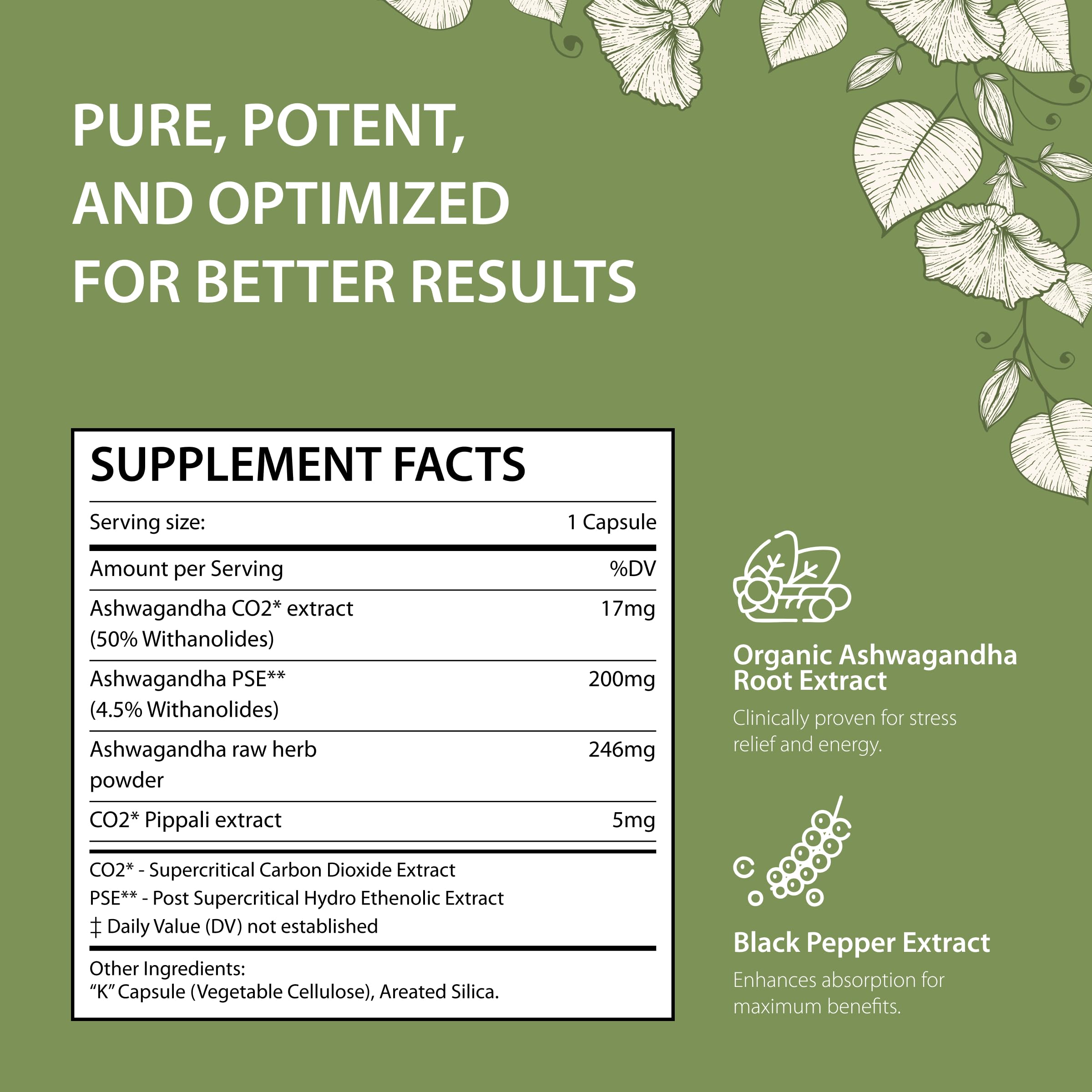 Tattva's Herbs Organic Ashwagandha capsules close-up, showcasing natural capsule texture for daily calm.