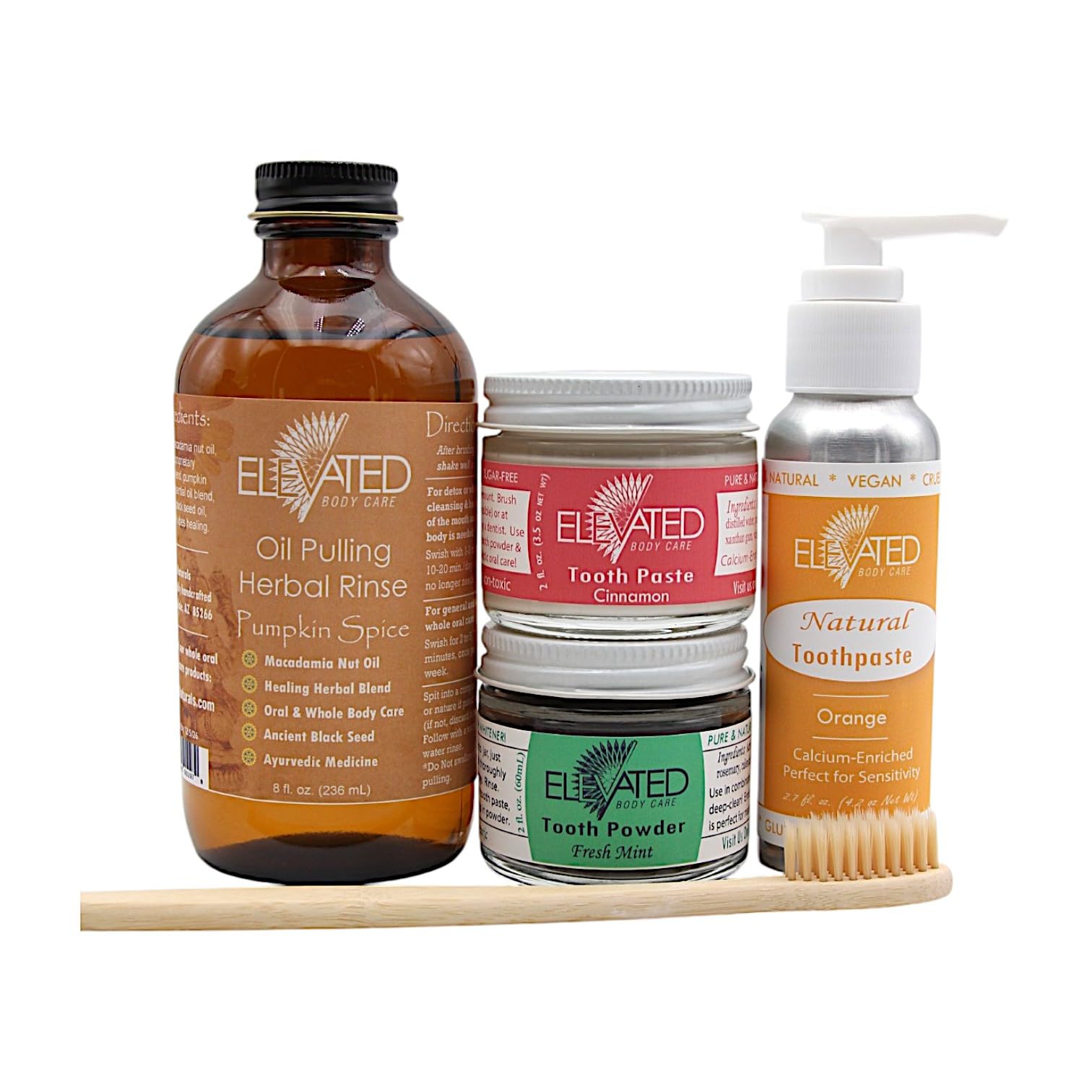 Taylors Elevated Tooth Powder packaging shows 2 oz vegan formula.