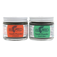 Taylors Elevated Charcoal Tooth Powder texture shown with spoon for daily oral care.