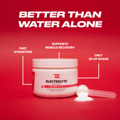 TB12 Fruit Punch mix in glass conveys refreshing, low-sugar hydration.
