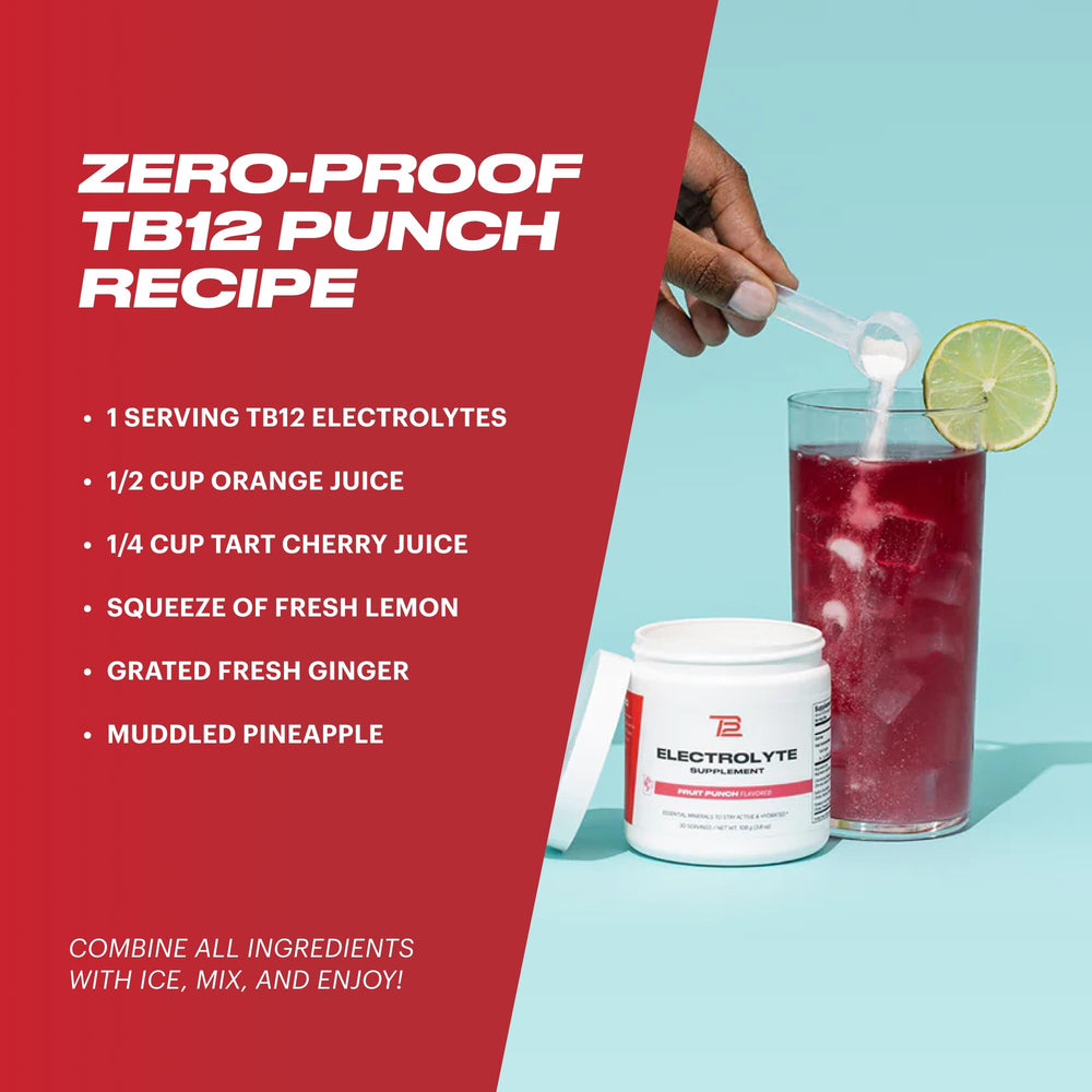 TB12 label close-up highlighting natural ingredients and low sugar.