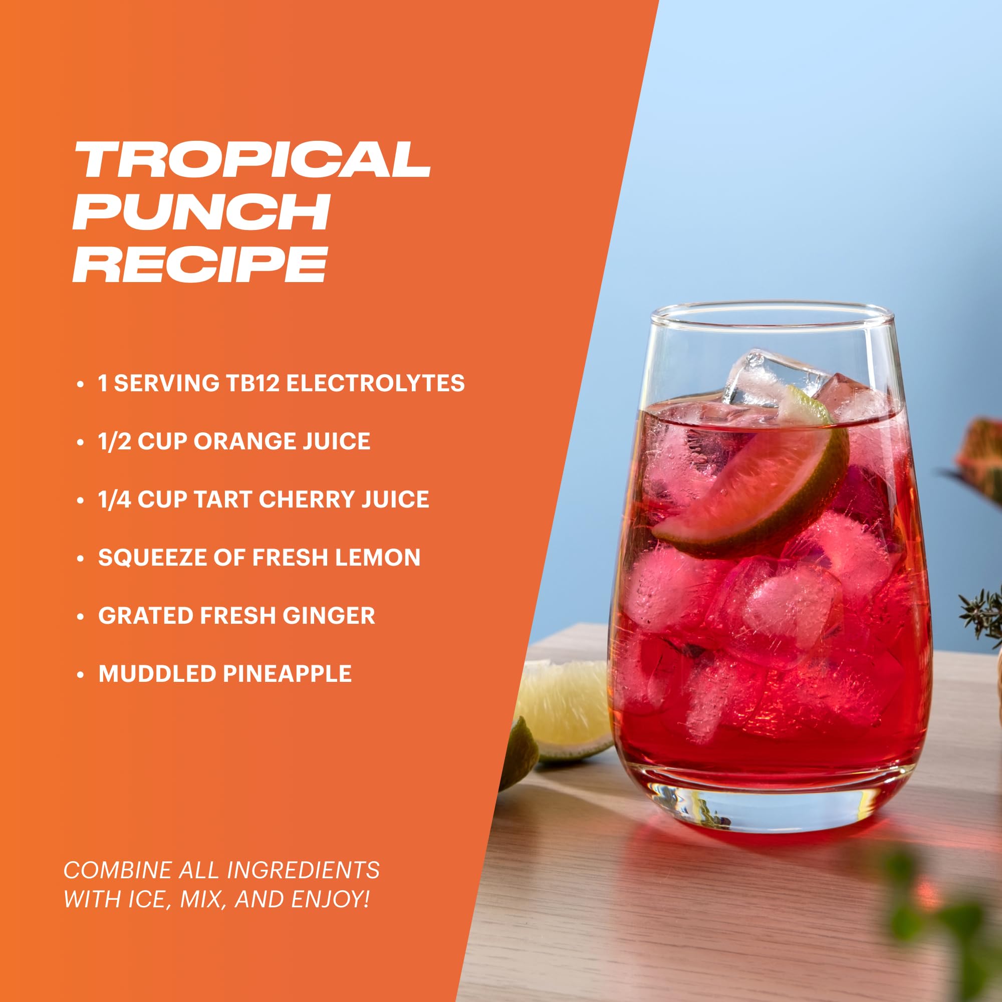 TB12 Peach Mango shows low sugar and clean ingredients label.