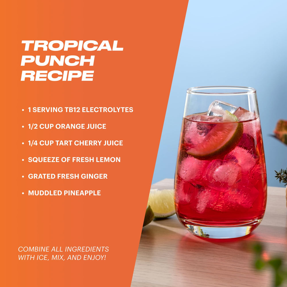 TB12 Peach Mango shows low sugar and clean ingredients label.