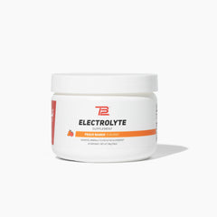 TB12 Electrolyte Powder Peach Mango tub front showing branding.