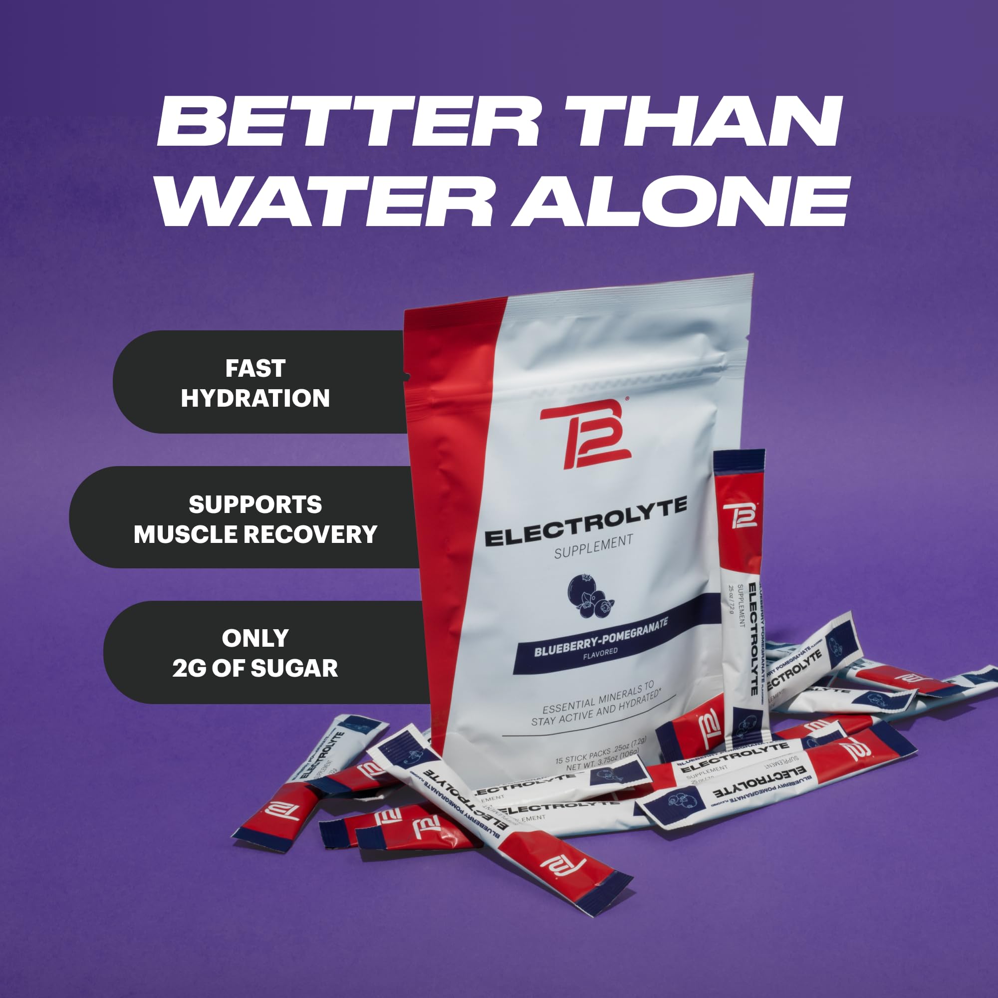 TB12 blueberry pomegranate stickpack close-up highlights natural flavor and clean ingredients