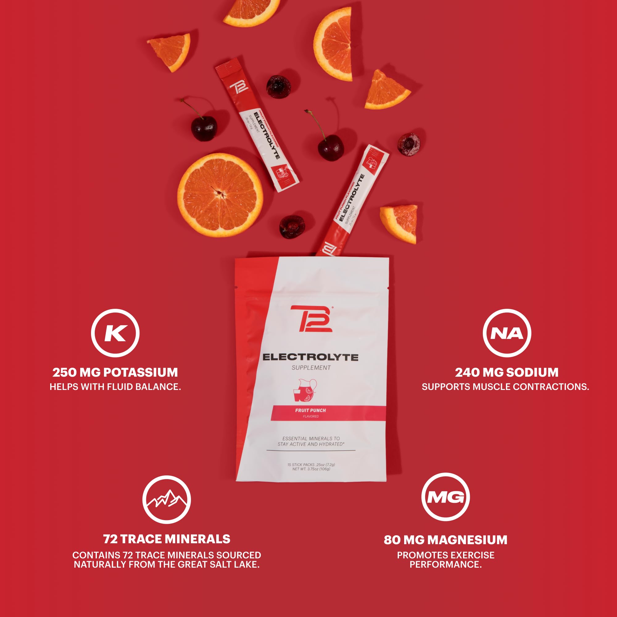 Close-up of TB12 Electrolytes Fruit Punch label showing clean ingredients.