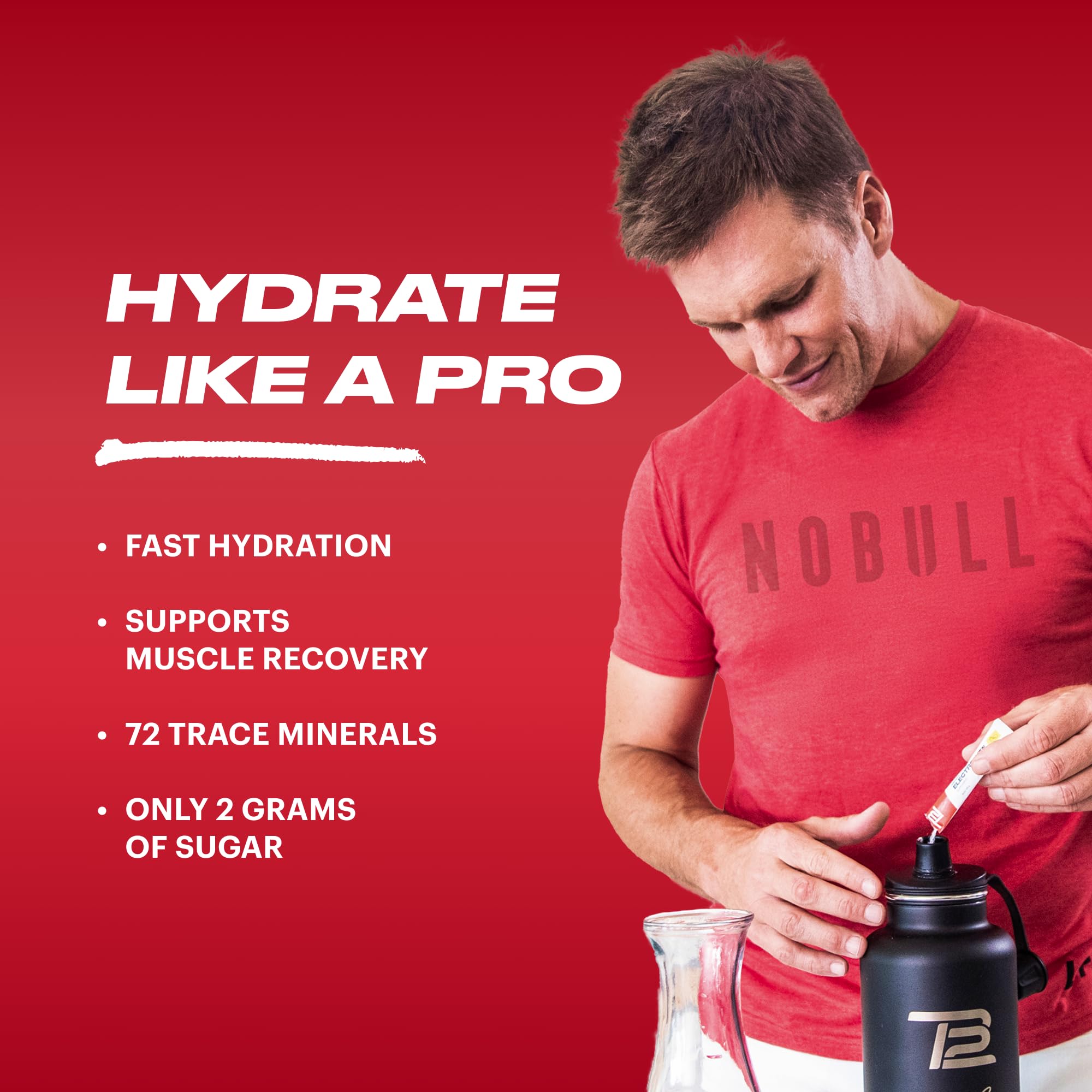 TB12 Electrolytes Fruit Punch stickpack opened for quick mix.