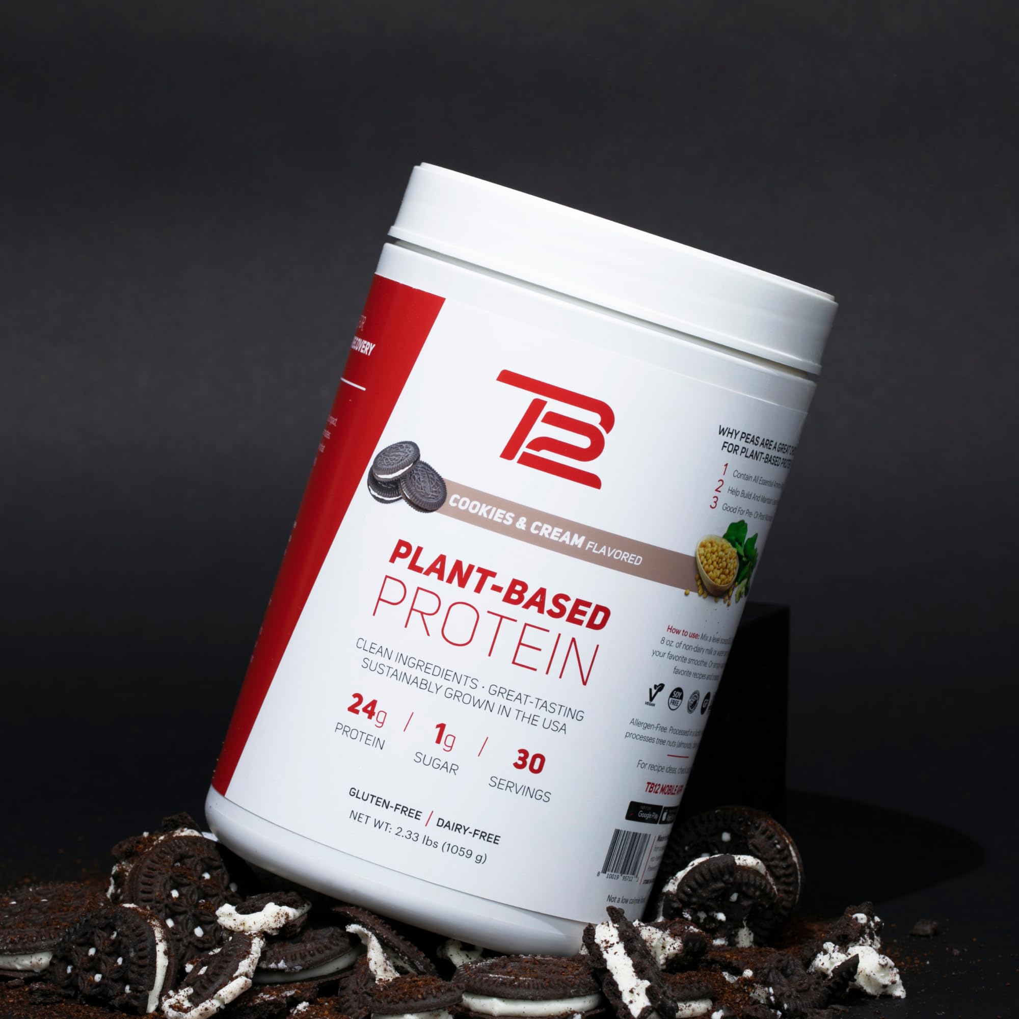 Vegan pea protein ingredient list for TB12 product