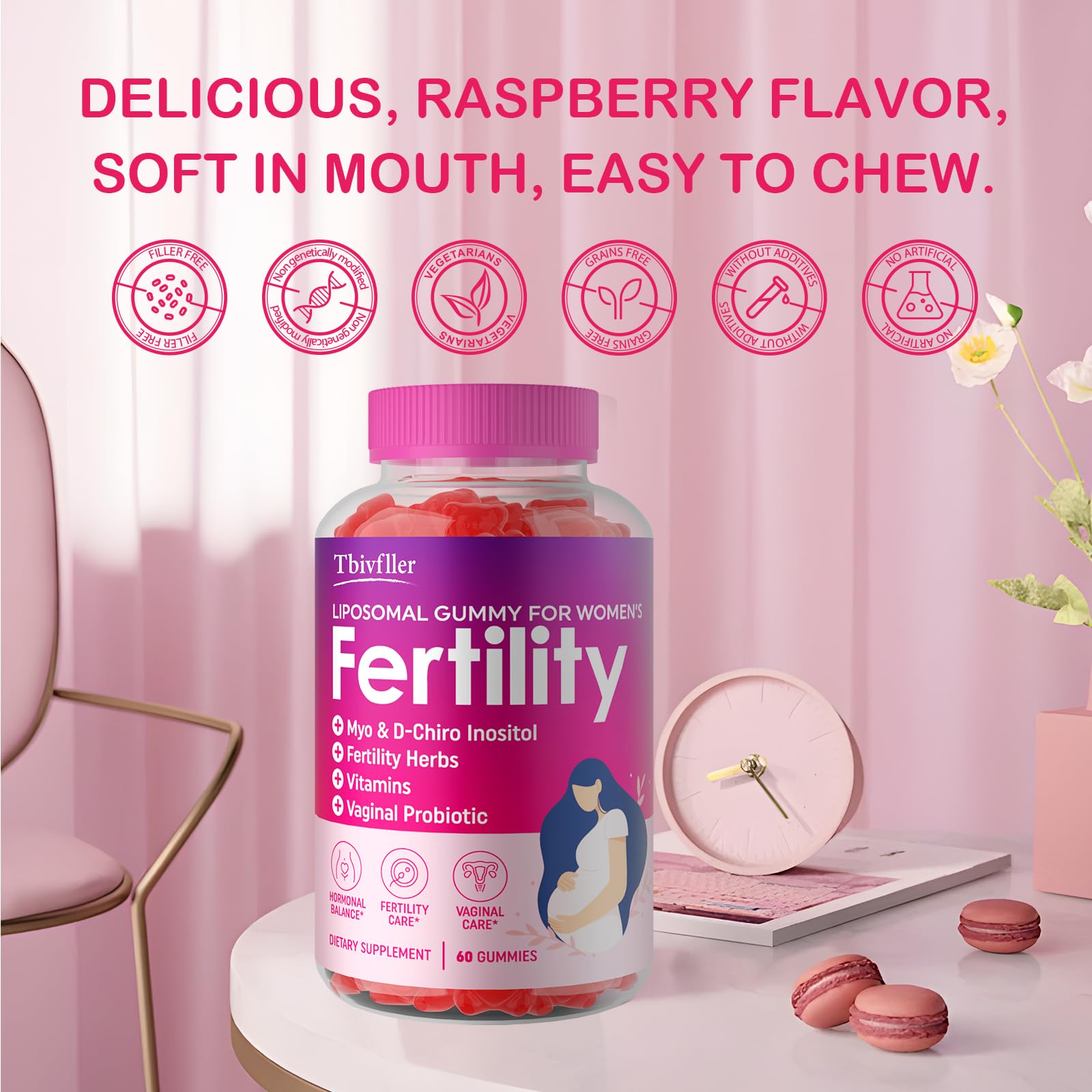 Tbivfller fertility gummies packaging and display ready for shelves