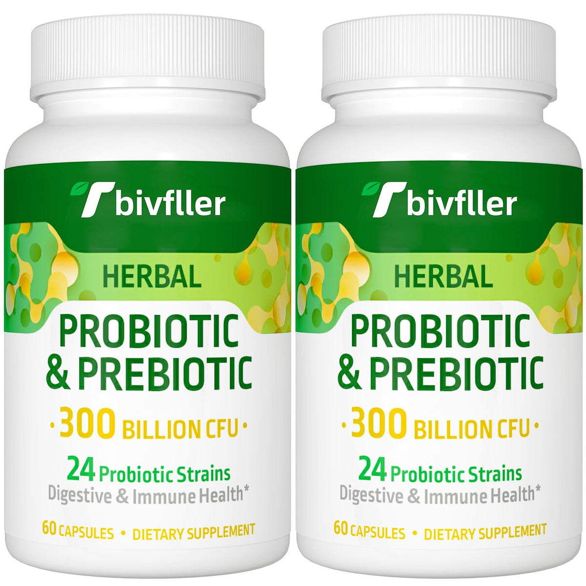 Tbivfller Probiotics 300B CFU bottle for daily gut support.