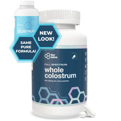 TBR Labs Pure Bovine Colostrum bottle side label highlighting US sourcing