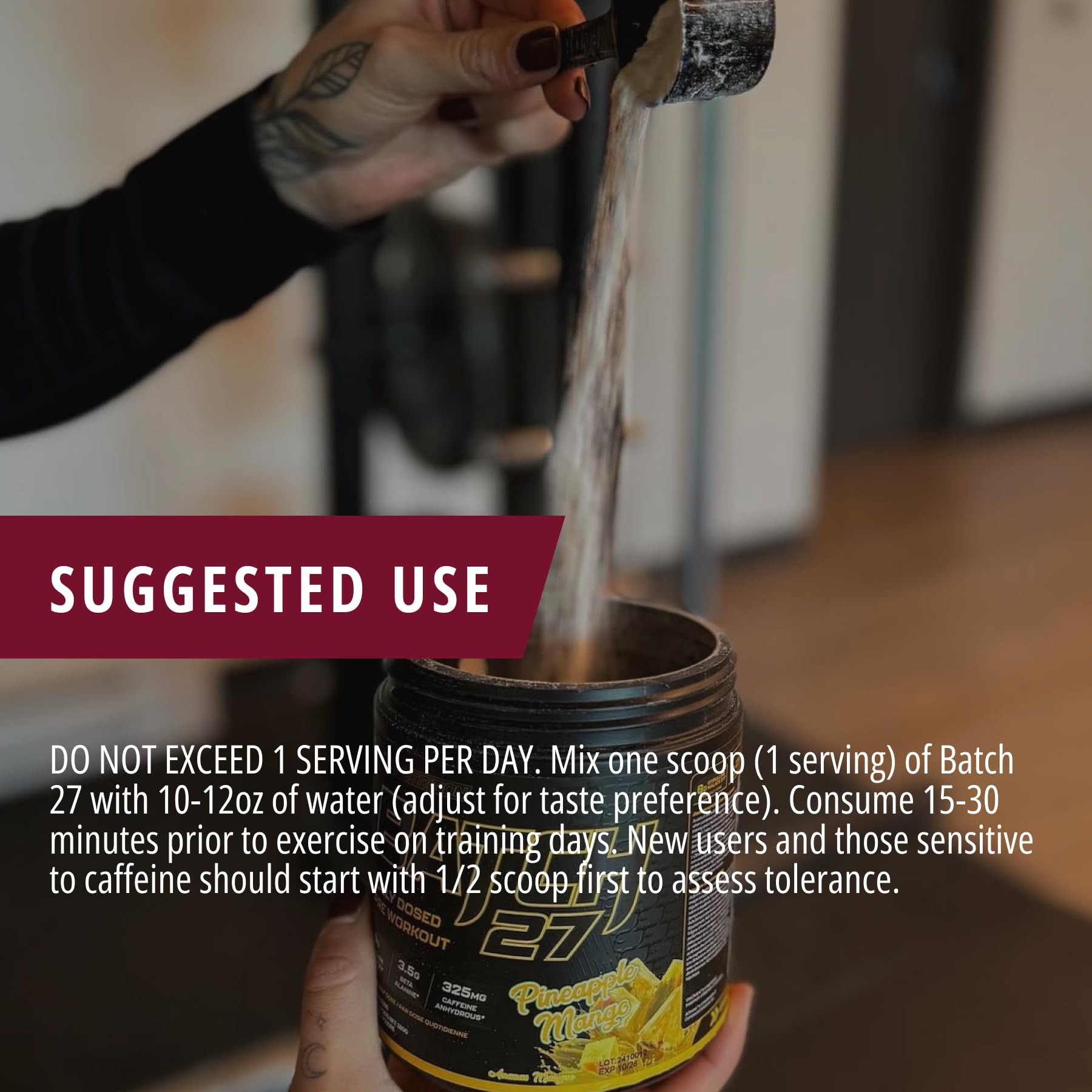 Morning workout setup with TC Nutrition Batch 27 for a productive session