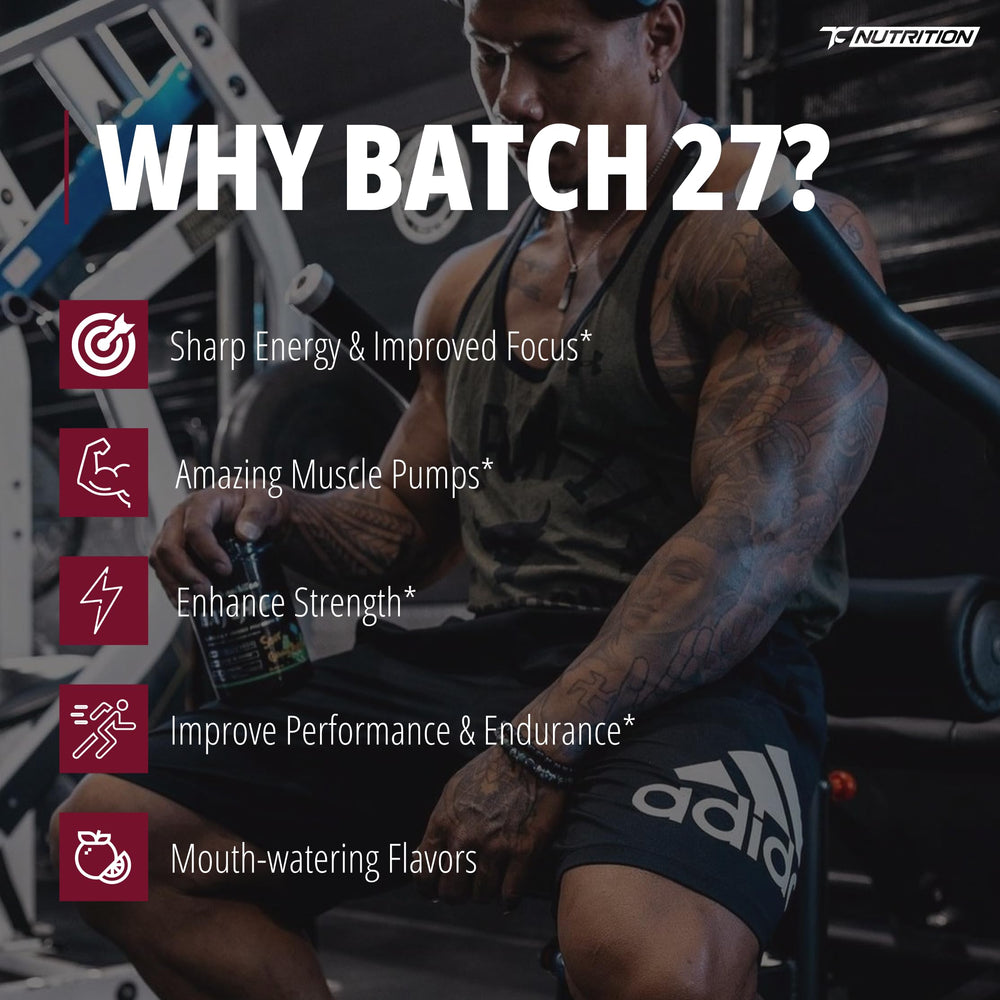Close-up of Batch 27 powder texture for energizing workouts