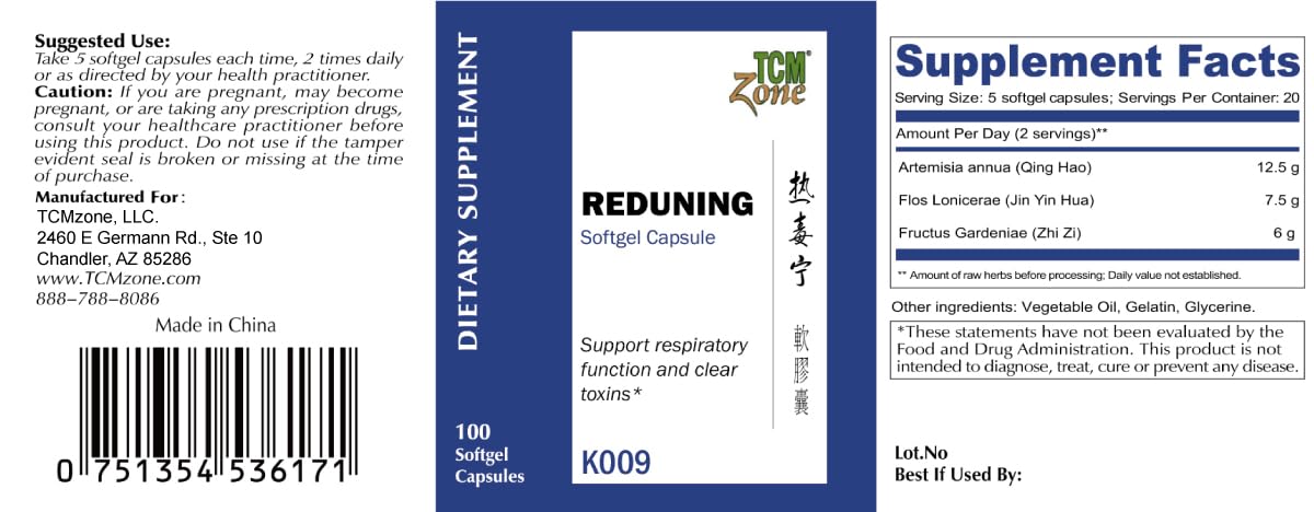 TCM ZONE Respiratory Formula K009 packaging showing herbal blend for wellness