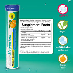 Effervescent TD Pharma tablets swirl in a glass with orange aroma.