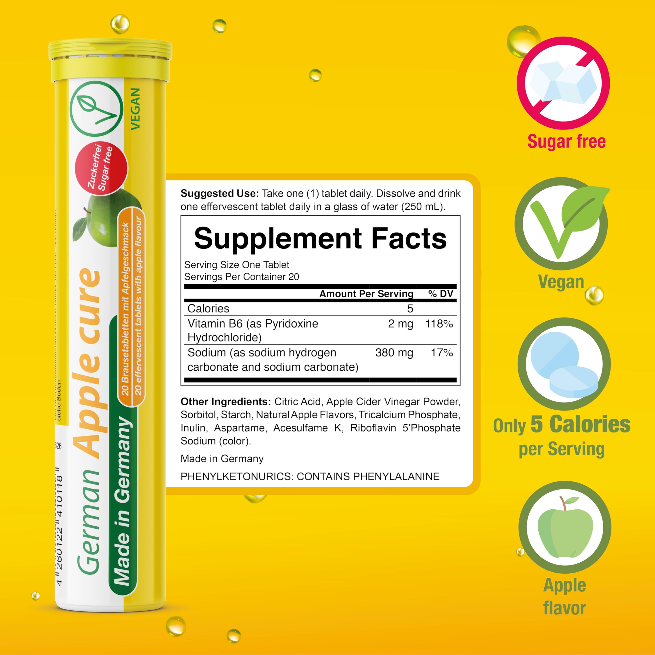T&D Apple Cure tube packaging showing 20 servings per tube
