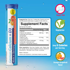 T&D German Calcium + D tablet provides 500 mg calcium per serving