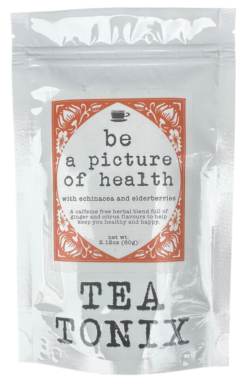 Tea Tonix Be a Picture of Health loose tea blend featuring echinacea and elderberries, caffeine-free