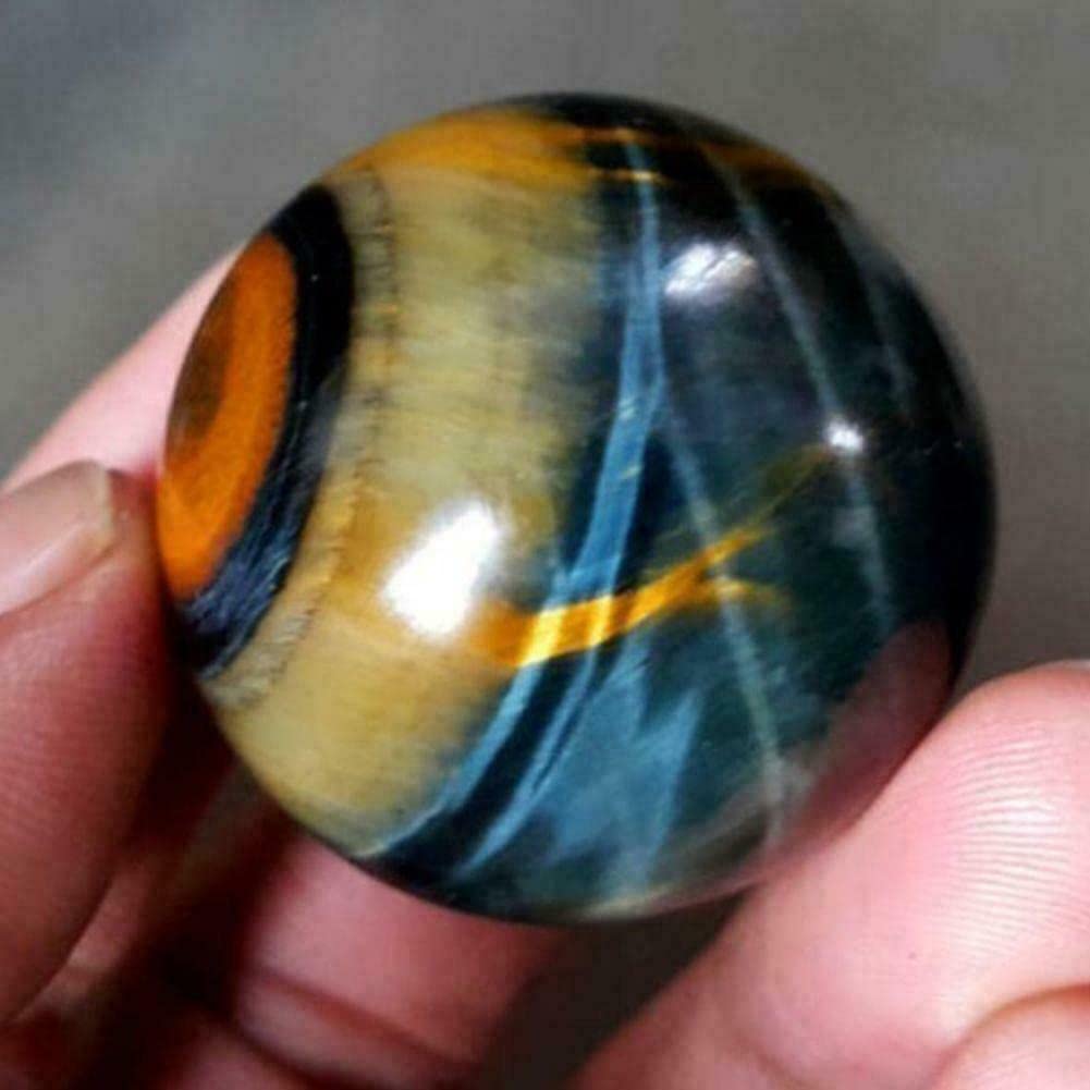 TEAMWILL blue tiger eye jasper ball on shelf adding calming energy