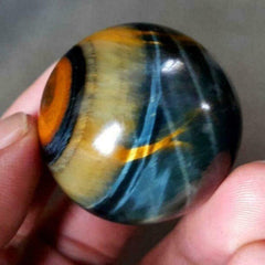 TEAMWILL blue tiger eye jasper ball on shelf adding calming energy